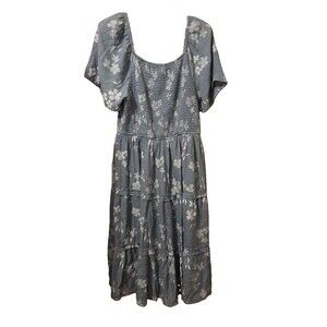 Kindred Blue Floral Lined Smocked Maxi Dress Size 3X